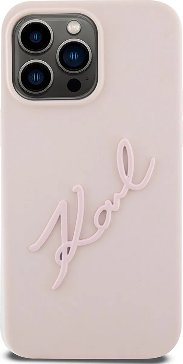 Karl Lagerfeld Backcase Hoesje iPhone 15 Pro Max - Roze Kunstleer