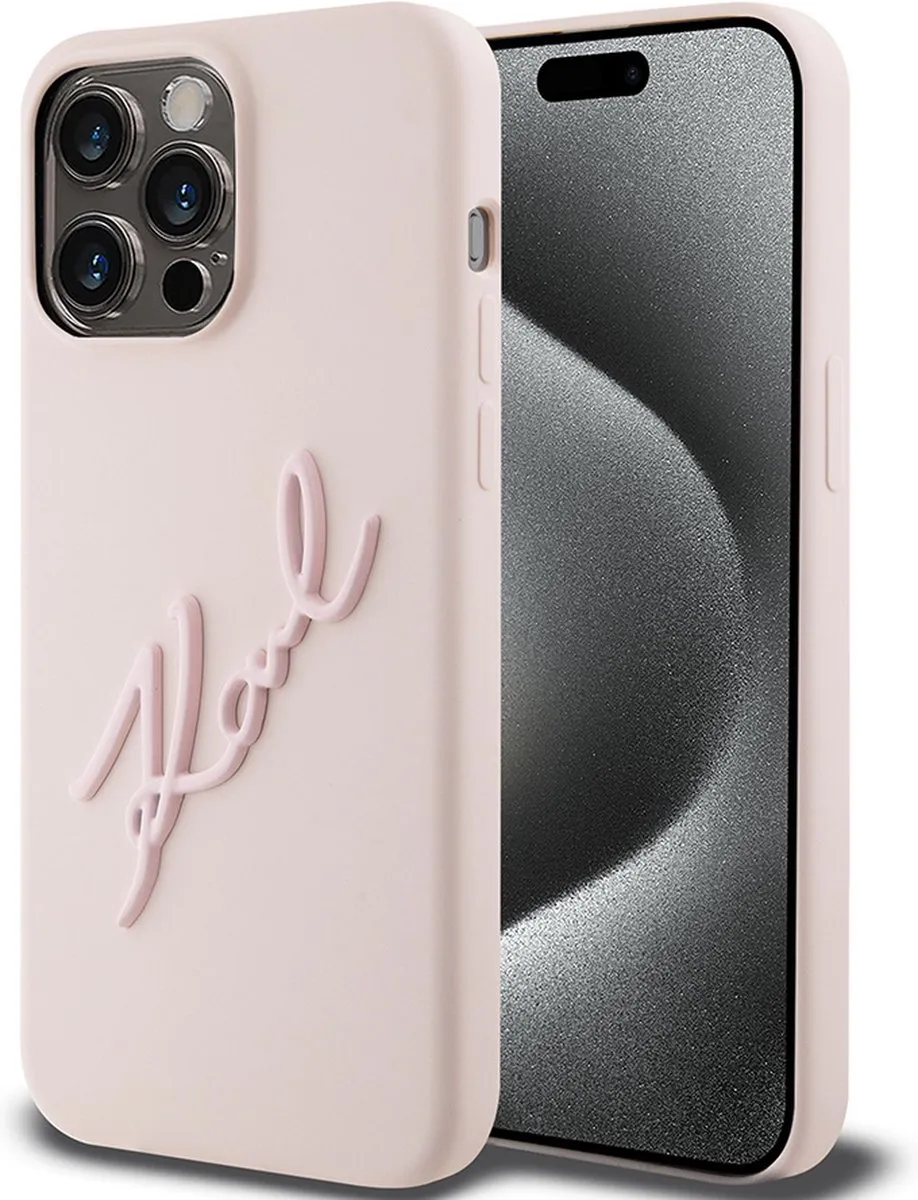 Karl Lagerfeld Backcase Hoesje iPhone 15 Pro Max - Roze Kunstleer - afbeelding 6 van 6