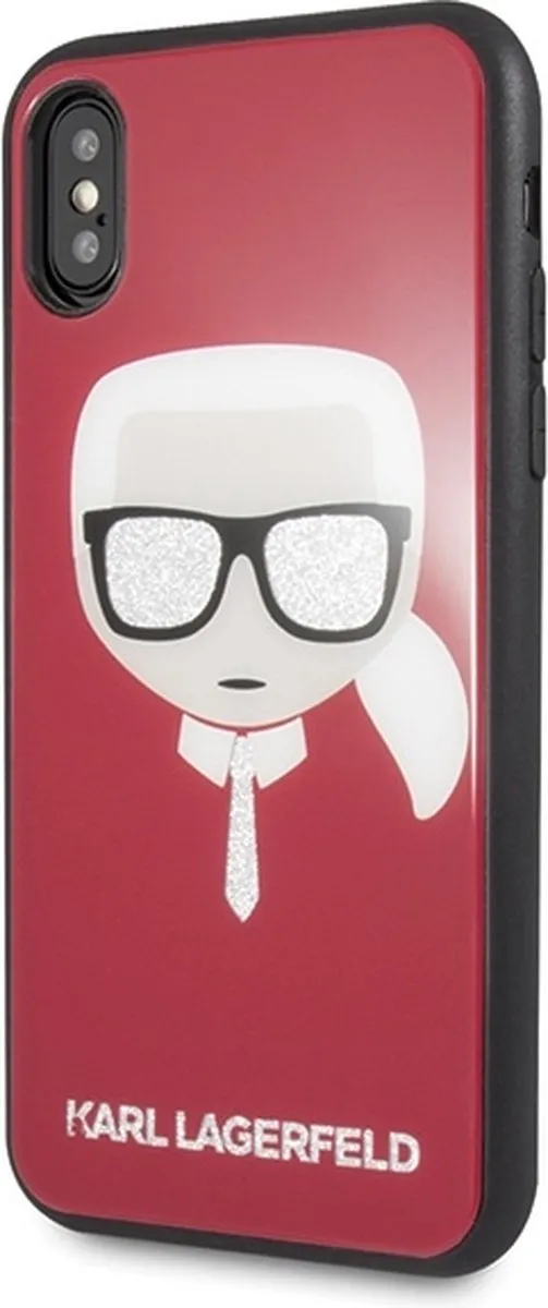 Karl Lagerfeld KLHCPXDLHRE iPhone X/Xs Hoesje - Glitter Rood