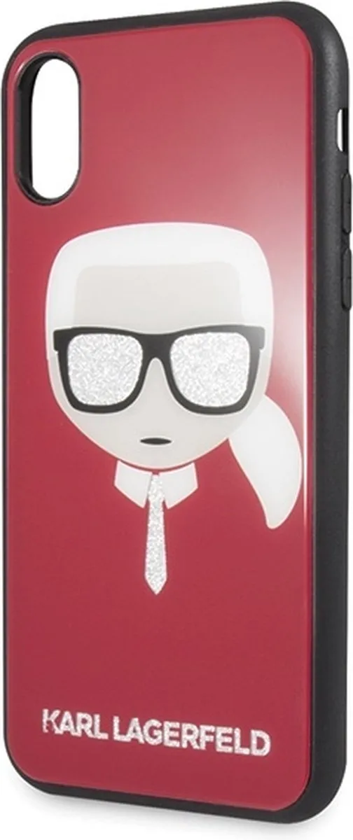 Karl Lagerfeld KLHCPXDLHRE iPhone X/Xs Hoesje - Glitter Rood