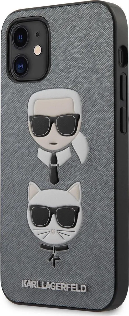 Karl Lagerfeld iPhone 12 Mini Hoesje - Zilver Saffiano