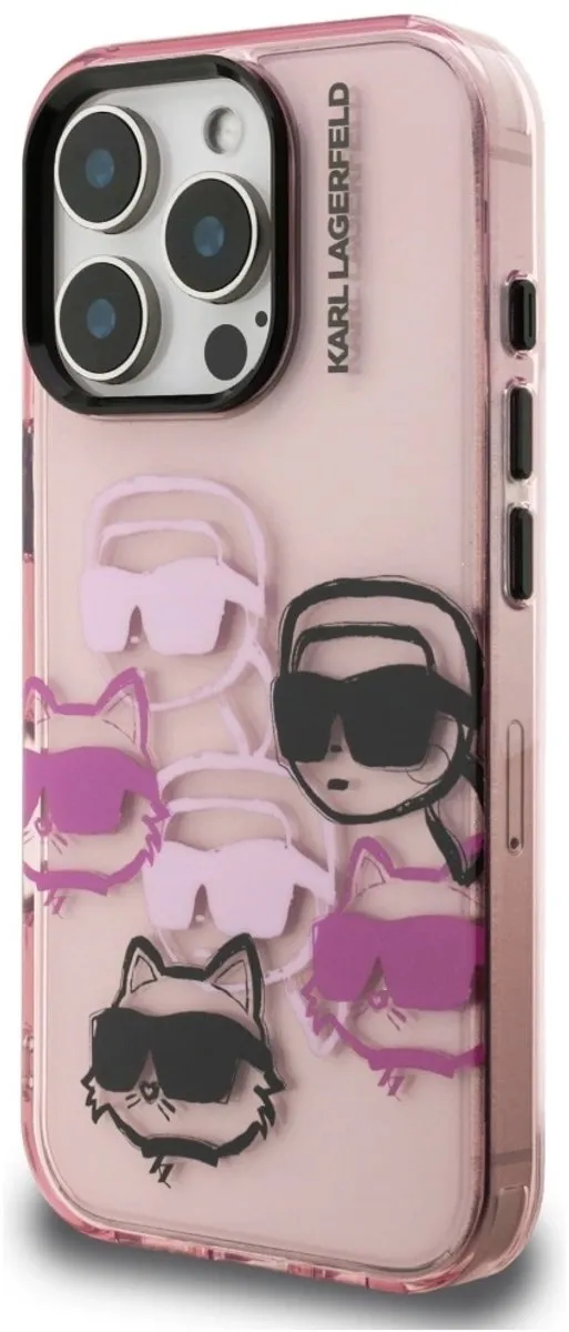 Karl Lagerfeld Case IML Multi K&C Hoofdpatroon iPhone 16 Pro Max - Zwart