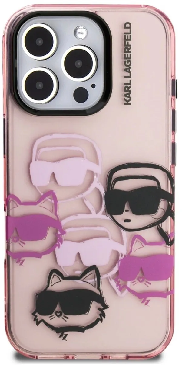 Karl Lagerfeld Case IML Multi K&C Hoofdpatroon iPhone 16 Pro Max - Zwart