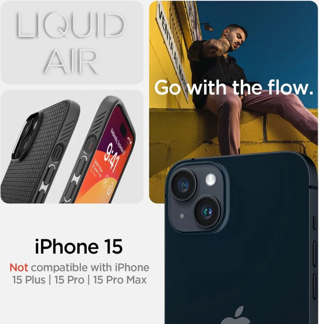 Spigen Liquid Air iPhone 15 Hoesje - Zwart