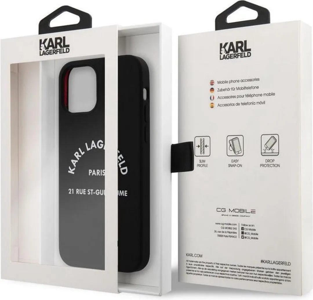 Karl Lagerfeld 21 Rue St-Guillaume Back Case KLHCP12S21SGK - iPhone 12 Mini - Zwart