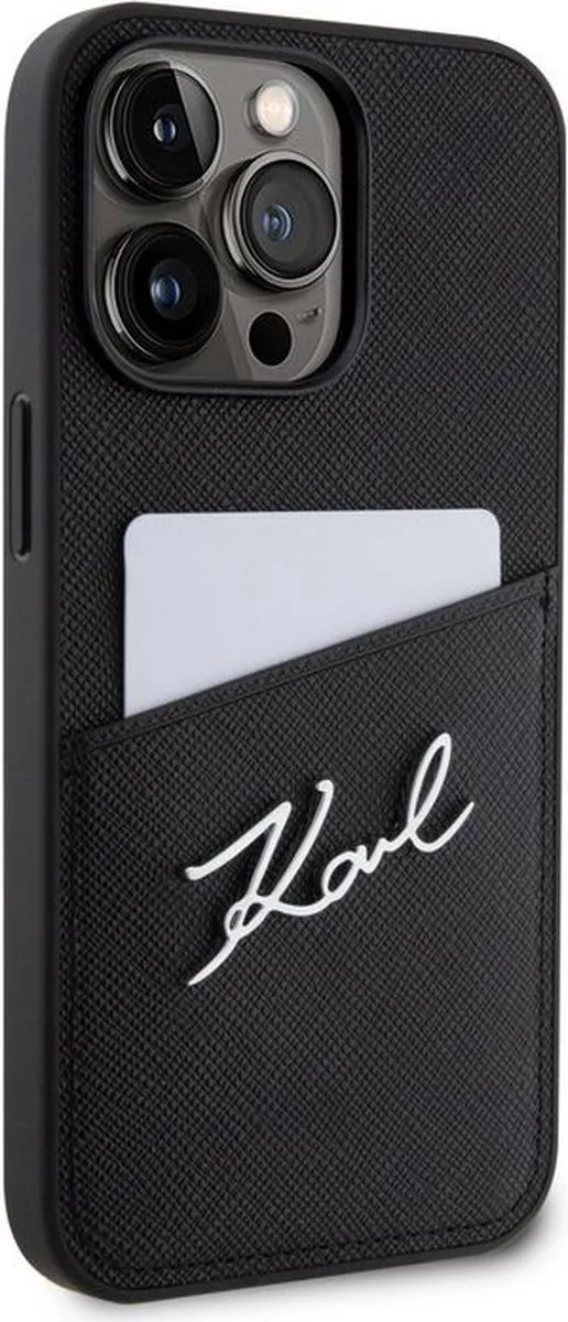 Karl Lagerfeld Saffiano Card Back Case KFL-13PM-SA-BK - iPhone 13 Pro Max - Zwart