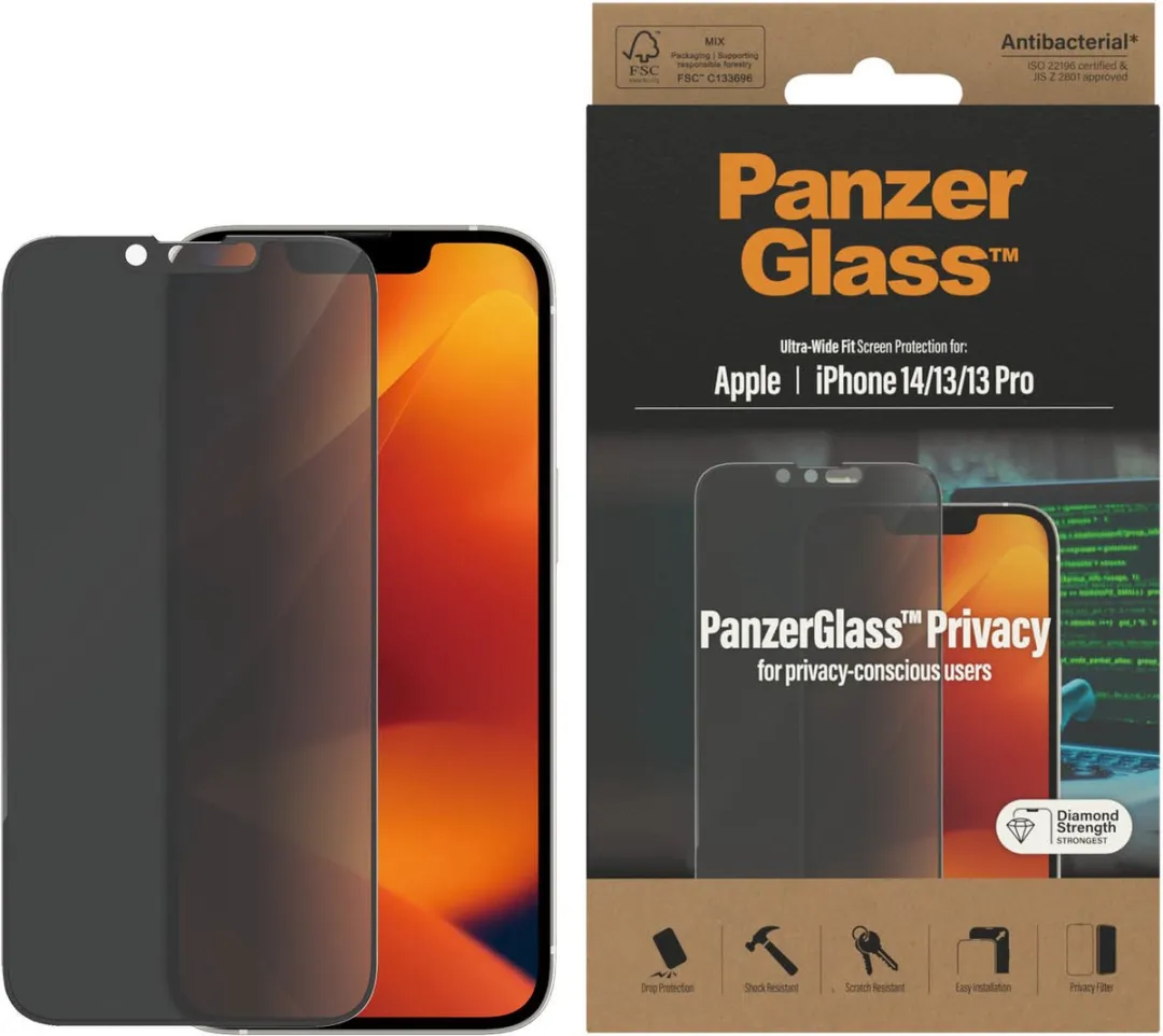 PanzerGlass Ultra-Wide Privacy Schermbeschermer Apple iPhone 13/14 - Case Friendly - afbeelding 4 van 6