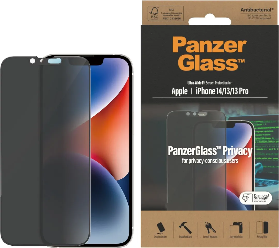 PanzerGlass Ultra-Wide Privacy Schermbeschermer Apple iPhone 13/14 - Case Friendly - afbeelding 5 van 6