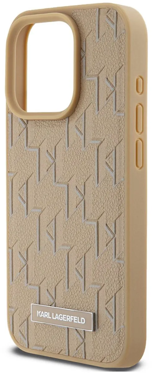 Karl Lagerfeld Beschermhoesje iPhone 15 Pro MagSafe - Beige KLHMP15LPKHPORPE