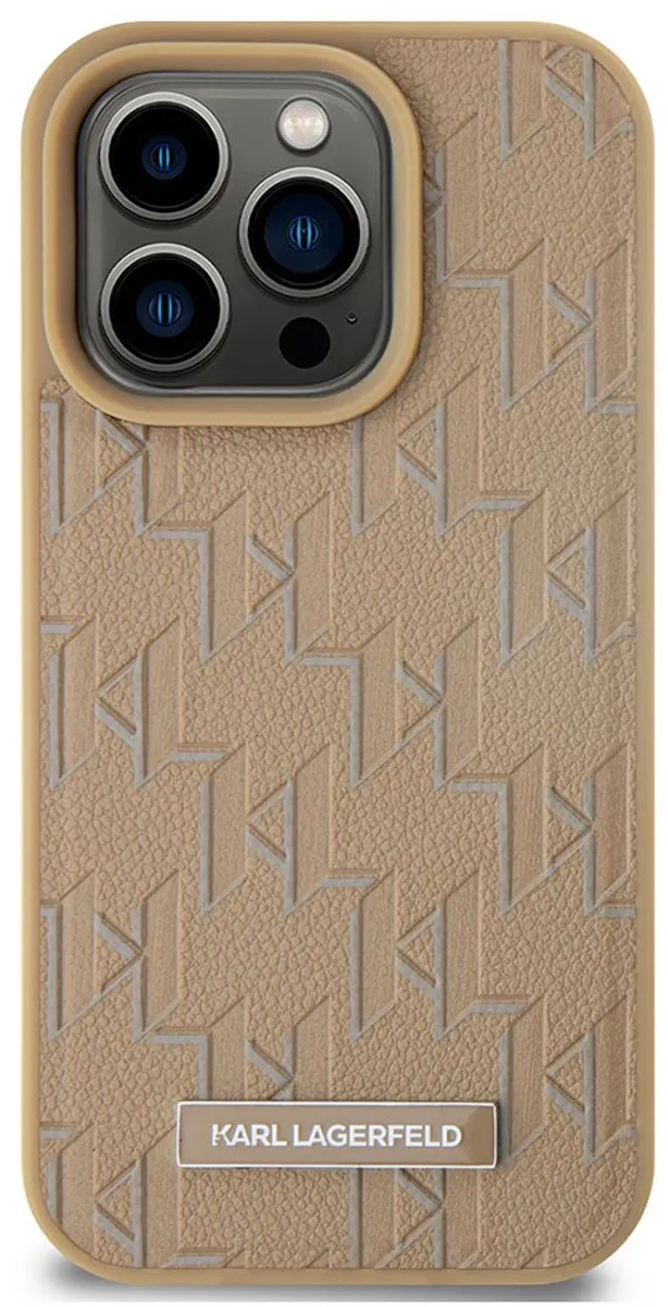 Karl Lagerfeld Beschermhoesje iPhone 15 Pro MagSafe - Beige KLHMP15LPKHPORPE