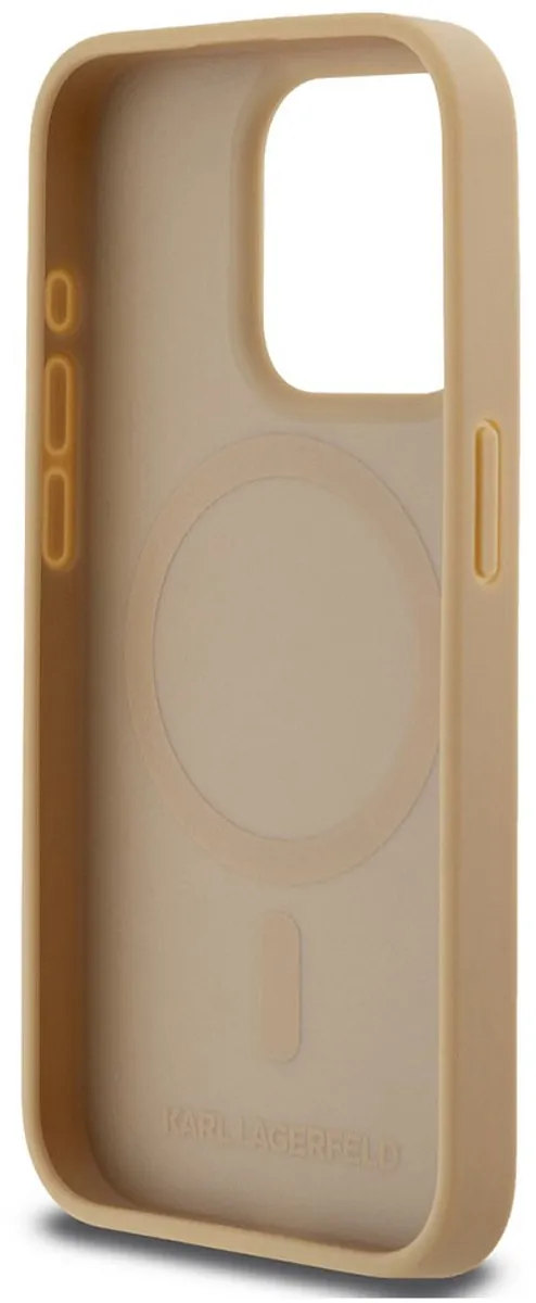 Karl Lagerfeld Beschermhoesje iPhone 15 Pro MagSafe - Beige KLHMP15LPKHPORPE
