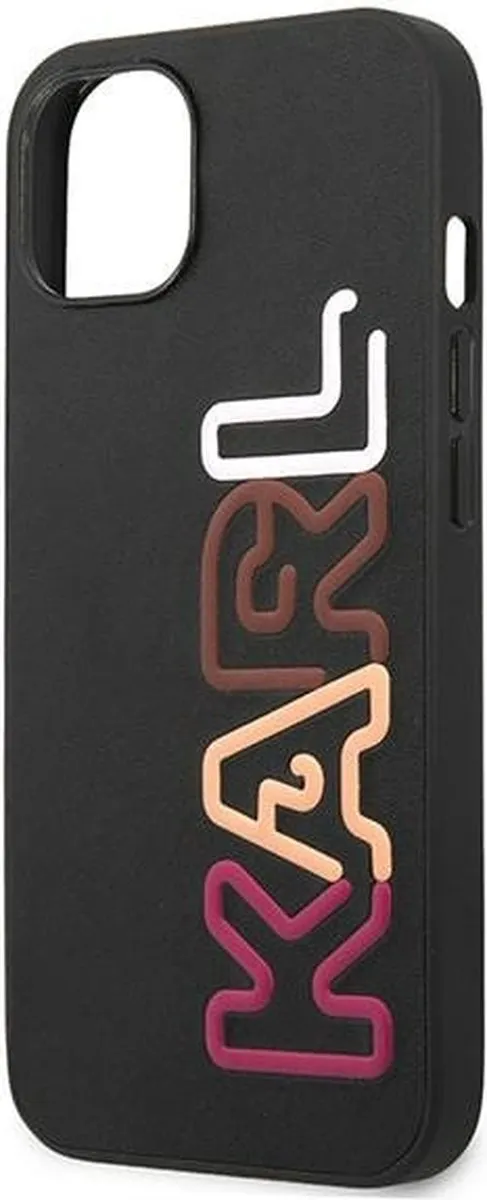 Karl Lagerfeld iPhone 13 Mini Hoesje - Effen Zwart Kunstleer