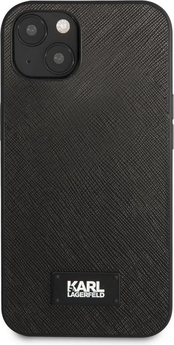 Karl Lagerfeld Saffiano Plaque Back Case - iPhone 13 Mini - Zwart