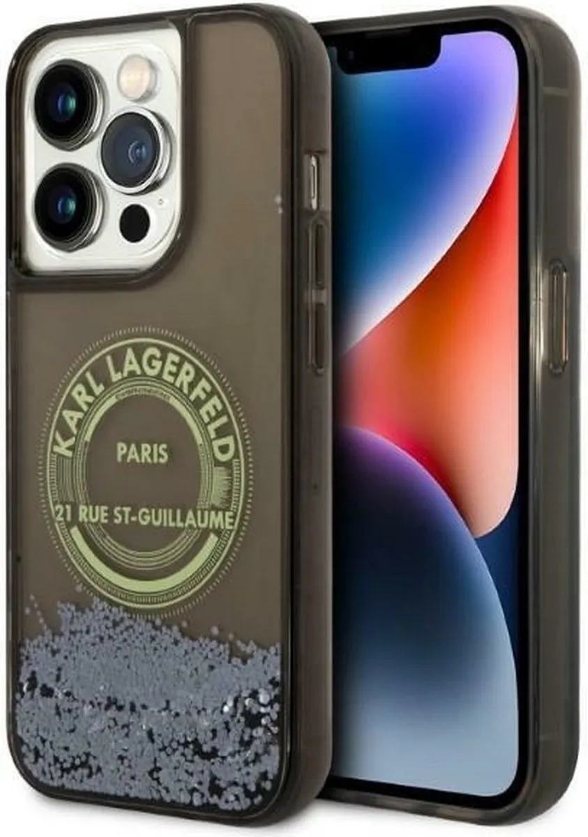 Karl Lagerfeld KLHCP14LLCRSGRK iPhone 14 Pro Hoesje - Zwart - Glitter - afbeelding 6 van 6