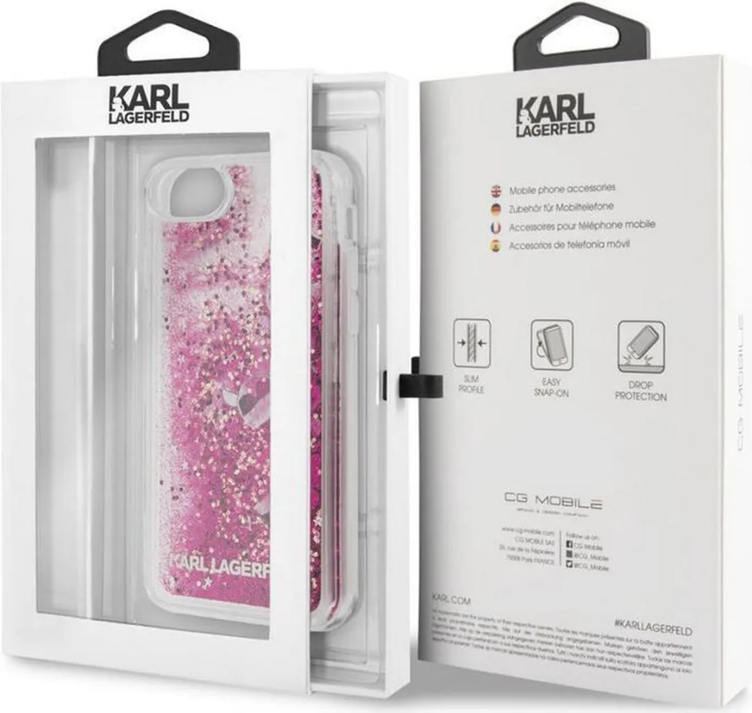Karl Lagerfeld Charms Glitter Back Case KLIHCSILG014 - Roze