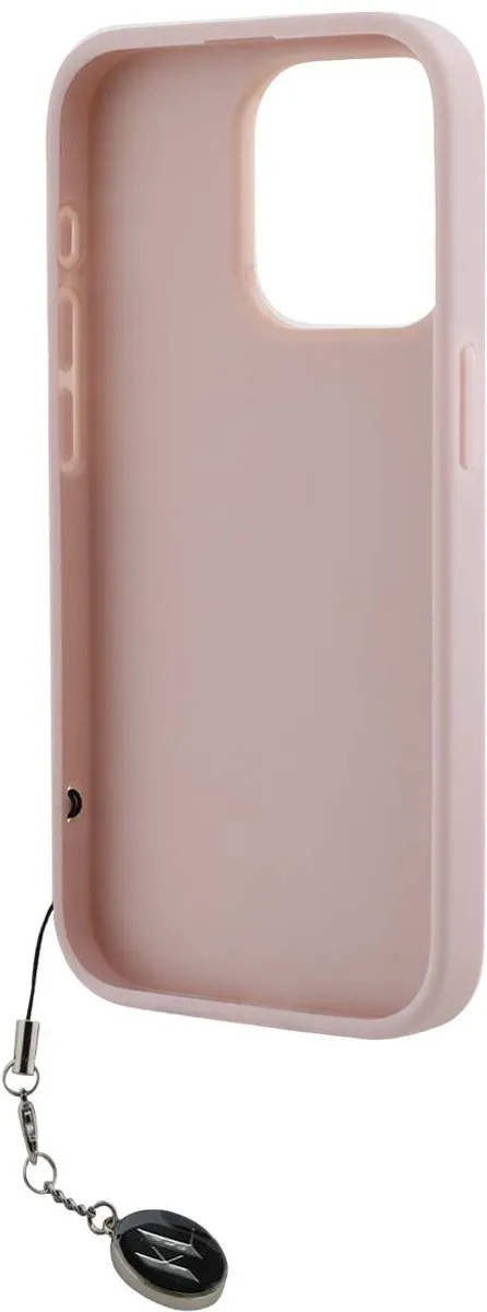 Karl Lagerfeld Saffiano Strass Hoesje iPhone 15 Pro Roze KLHCP15LPSAKDGCP