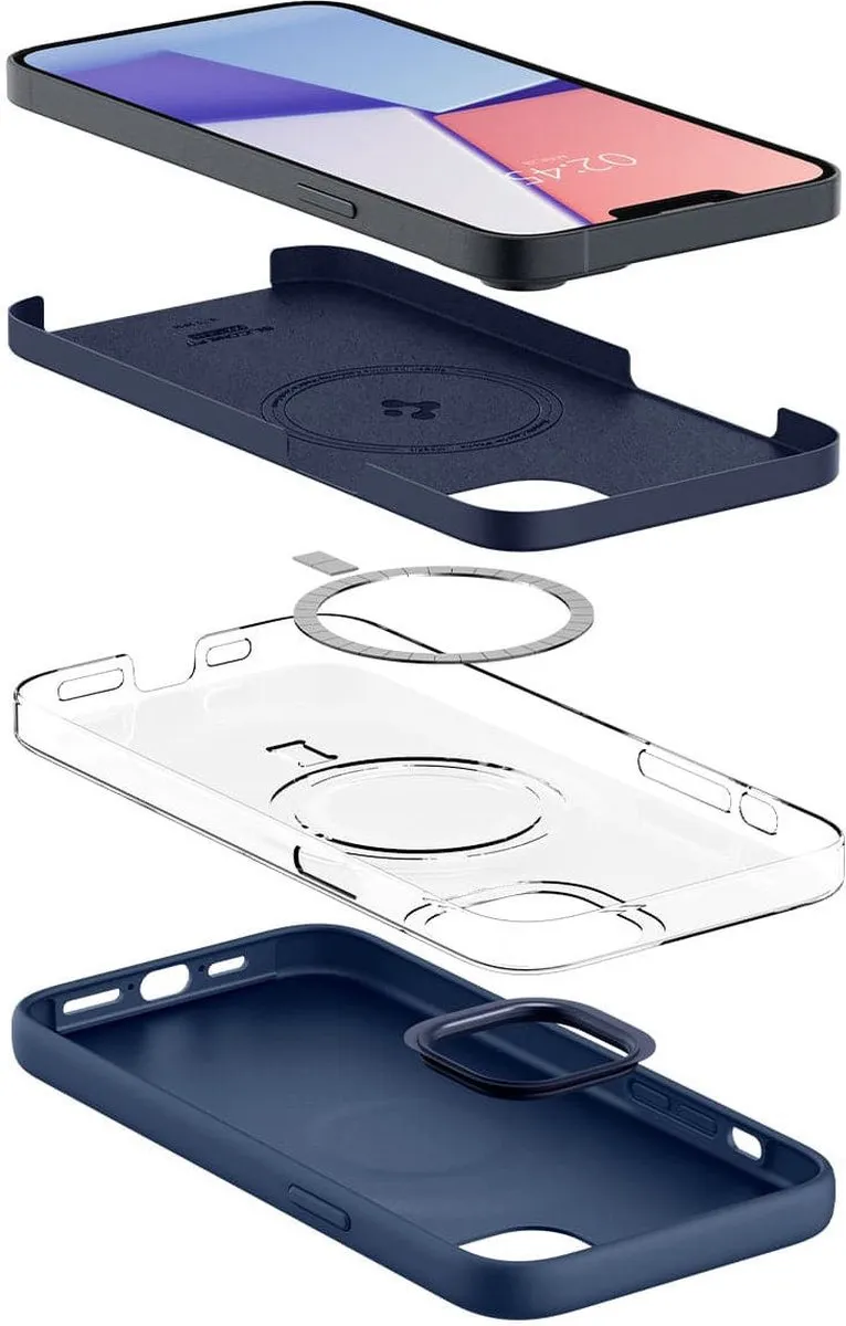 Spigen ACS05211 Silicone Hoesje - iPhone 14 Plus - MagSafe - Blauw