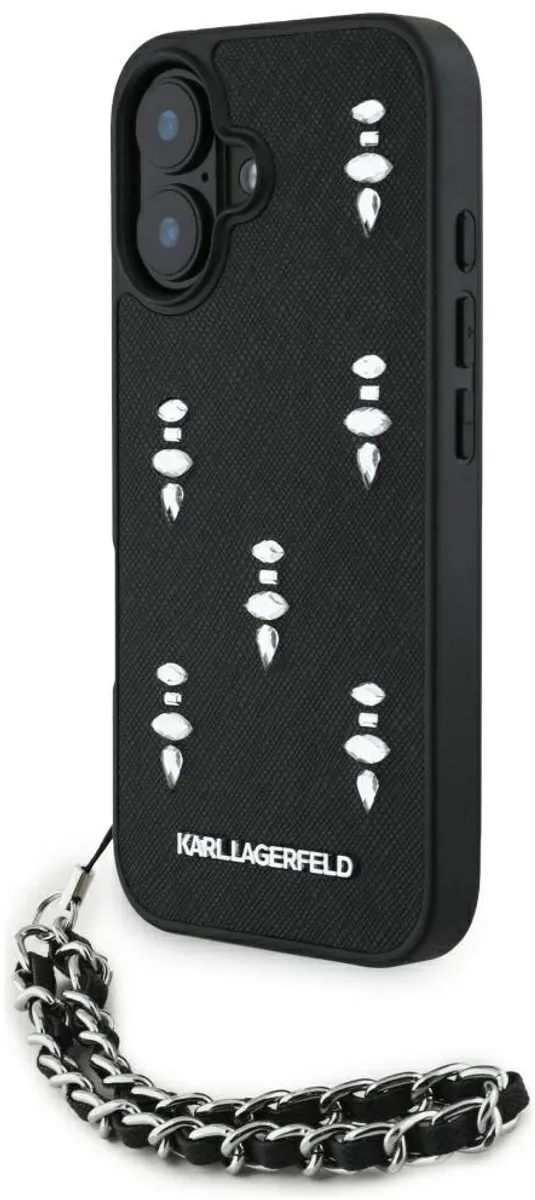 Karl Lagerfeld Saffiano Crystals Hoesje iPhone 16