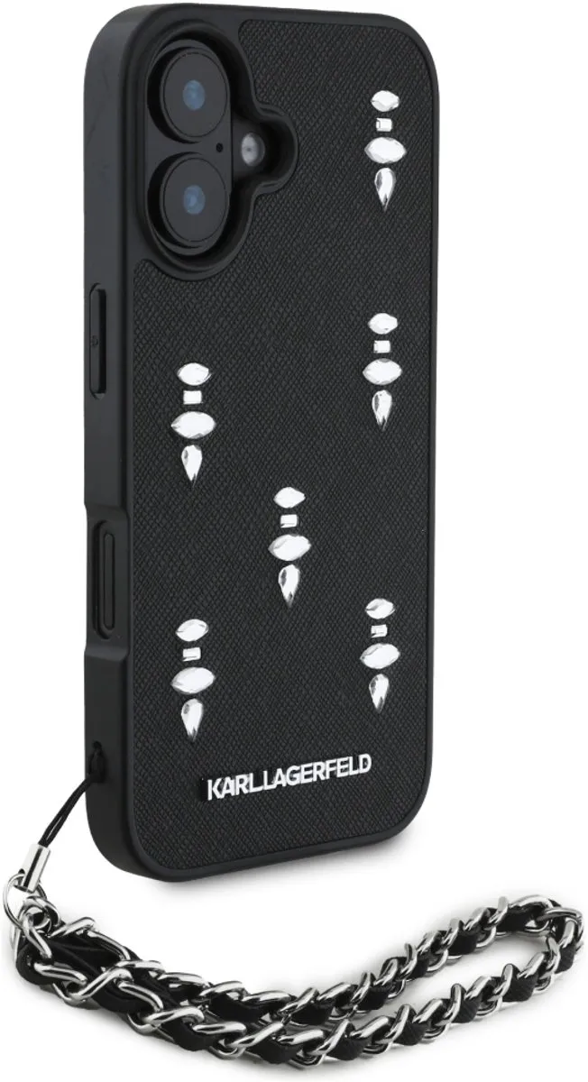 Karl Lagerfeld Saffiano Crystals Hoesje iPhone 16 - Transparent