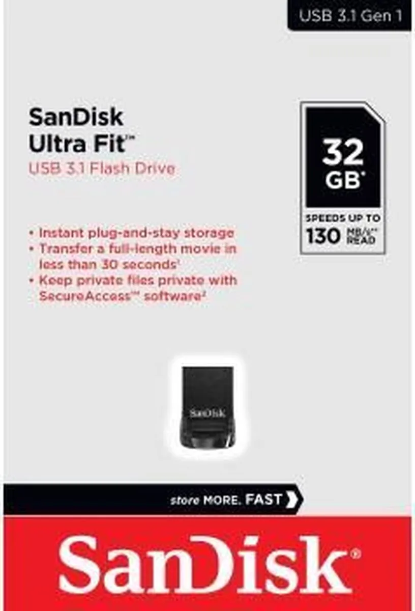 SanDisk Ultra Fit SDCZ430-032G-G46 USB Stick 32GB - Zwart