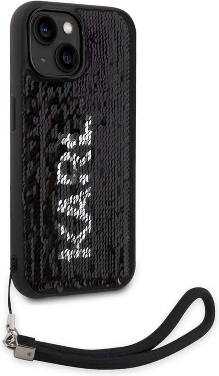 Karl Lagerfeld Reversible Sequins Back Case KLHCP14MRSKB - iPhone 14 - Zwart/Grijs