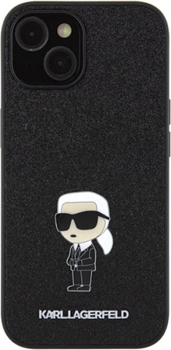 Karl Lagerfeld Hoesje iPhone 15 Glitter - Zwart
