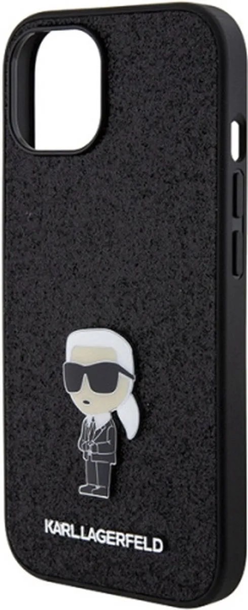 Karl Lagerfeld Hoesje iPhone 15 Glitter - Zwart