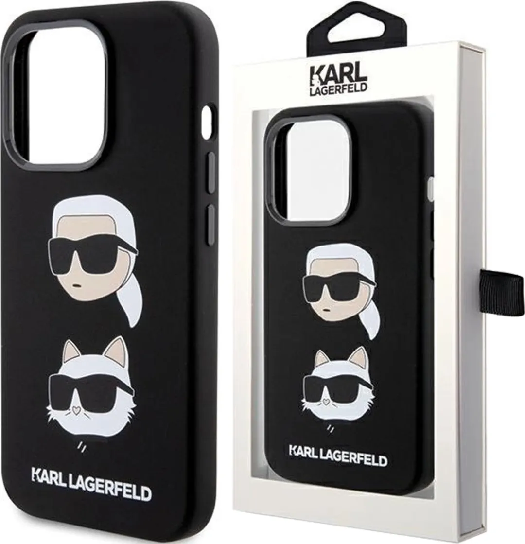 Karl Lagerfeld Siliconen Karl&Choupette Hoofdhoes iPhone 15 Pro