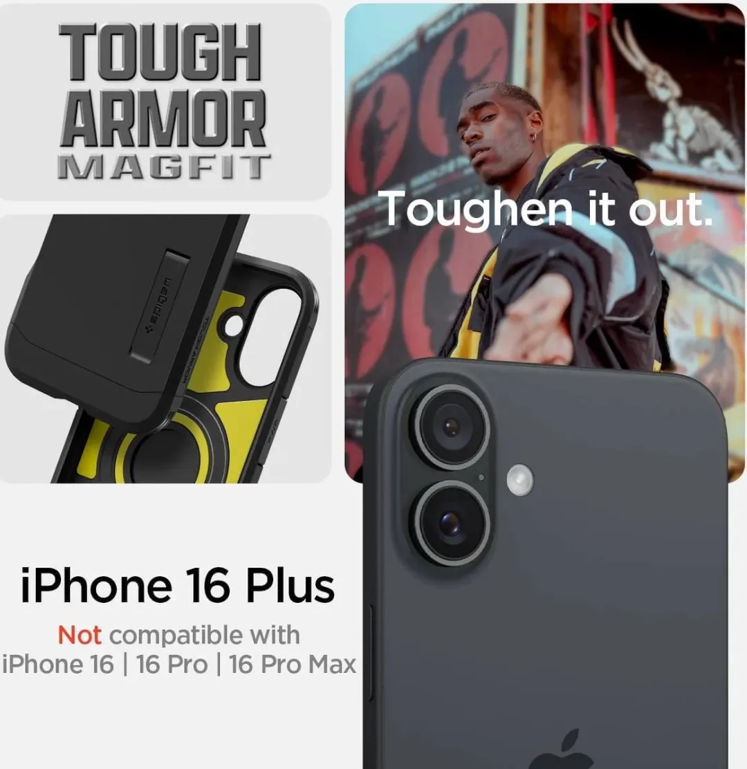Spigen Tough Armor ACS06804 Hoesje - iPhone 16 Plus - Zwart
