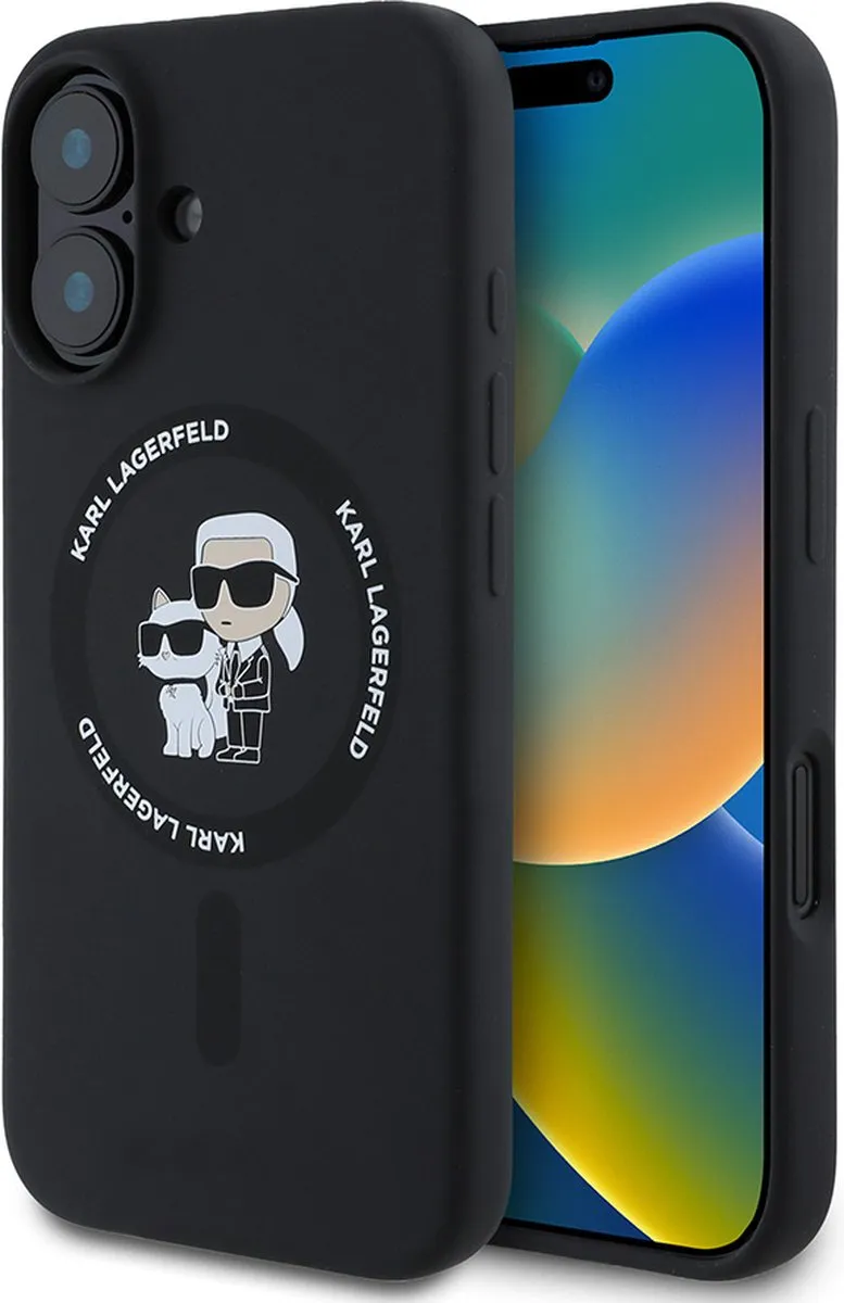Karl Lagerfeld Backcase Hoesje iPhone 16 - Effen Zwart - KLHMP16SSCMKCRHK