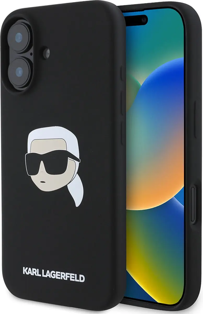 Karl Lagerfeld Backcase Hoesje iPhone 16 - Effen Zwart - KLHMP16SSCMKCRHK