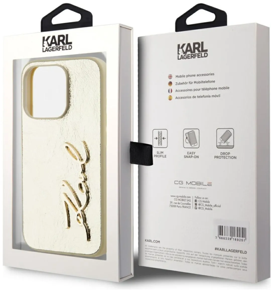 Karl Lagerfeld Hoesje iPhone 15 Pro Max Gekreukeld PU - Goud - afbeelding 6 van 6