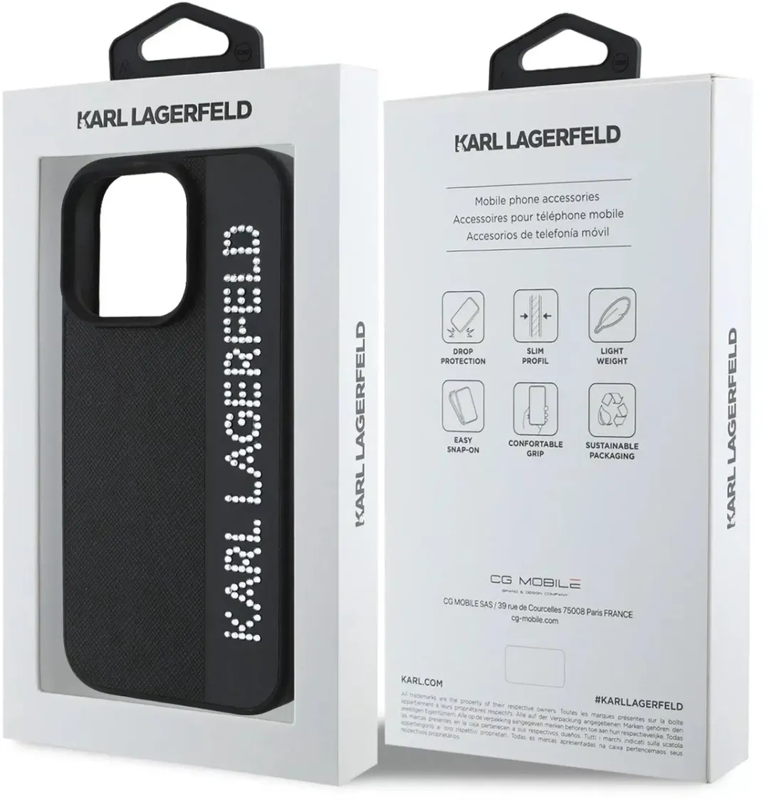 Karl Lagerfeld Backcover iPhone 16 Pro Saffiano - Zwart 3666339320065