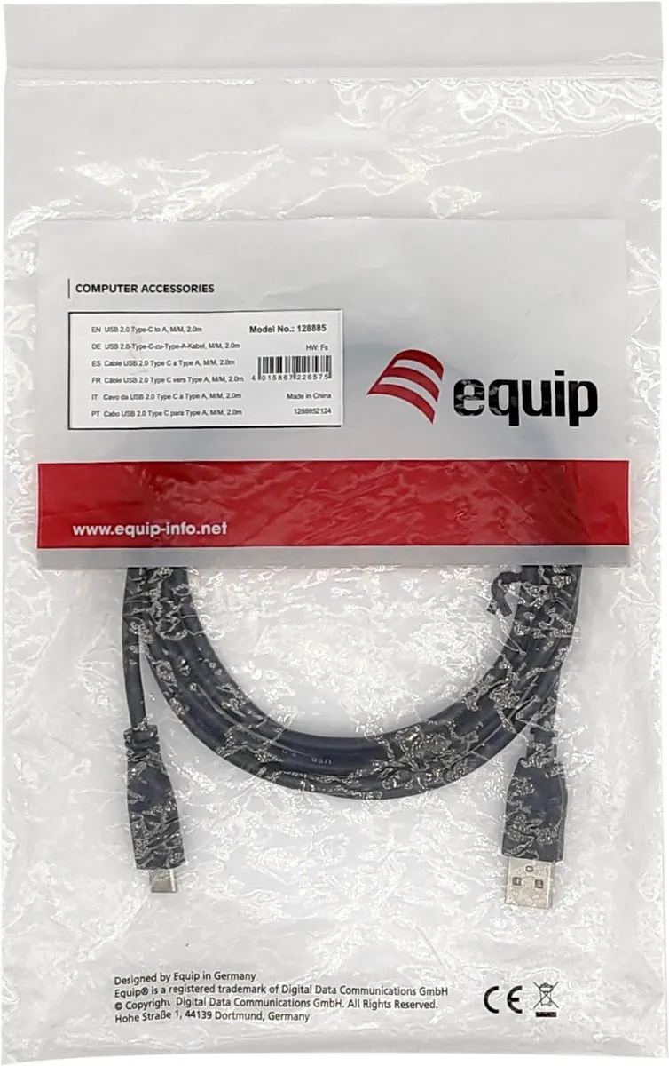 Equip 128831 USB-kabel A naar C 0,5m - Zwart