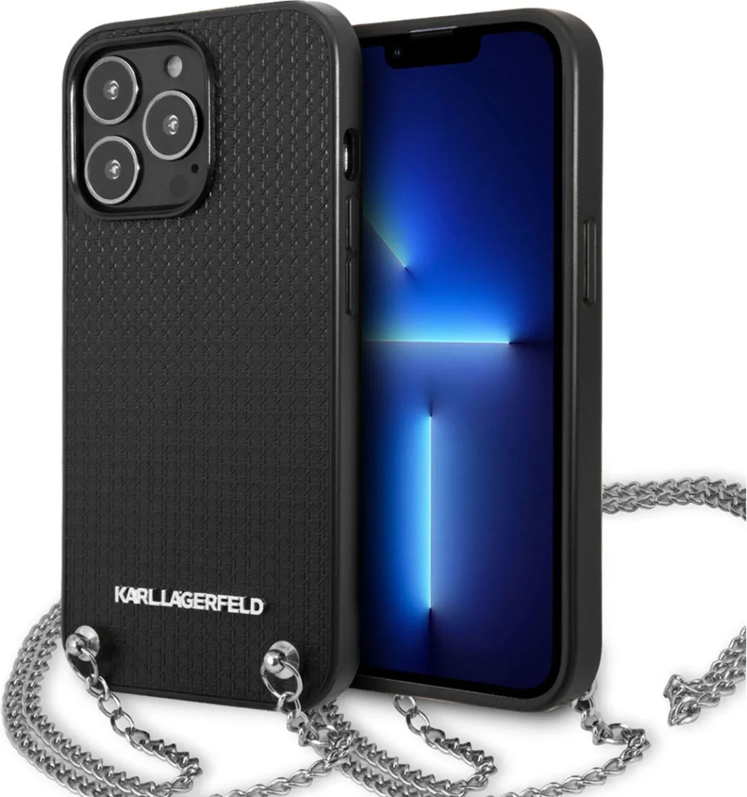 Karl Lagerfeld Textured Back Case met Chain - iPhone 13 Pro Max - Zwart