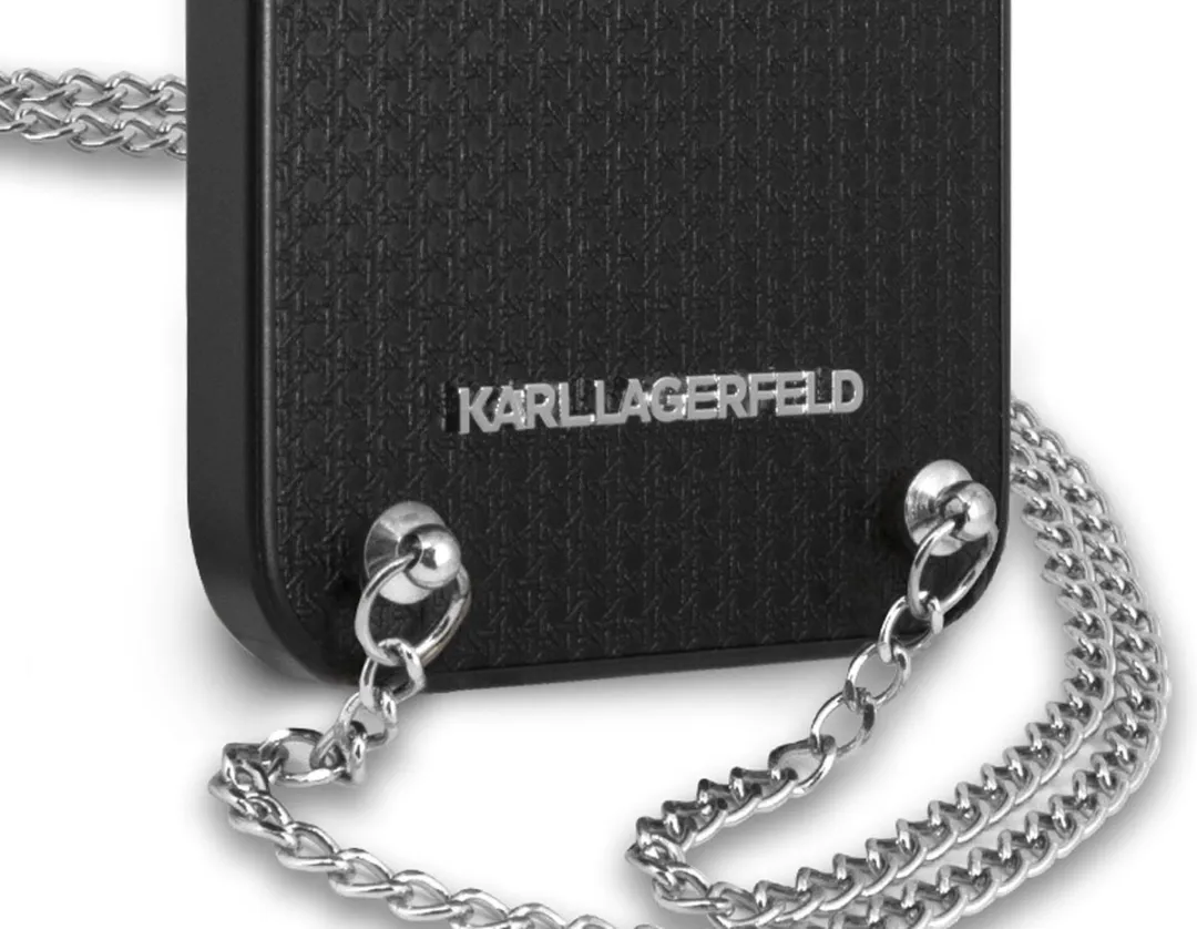 Karl Lagerfeld Textured Back Case met Chain - iPhone 13 Pro Max - Zwart
