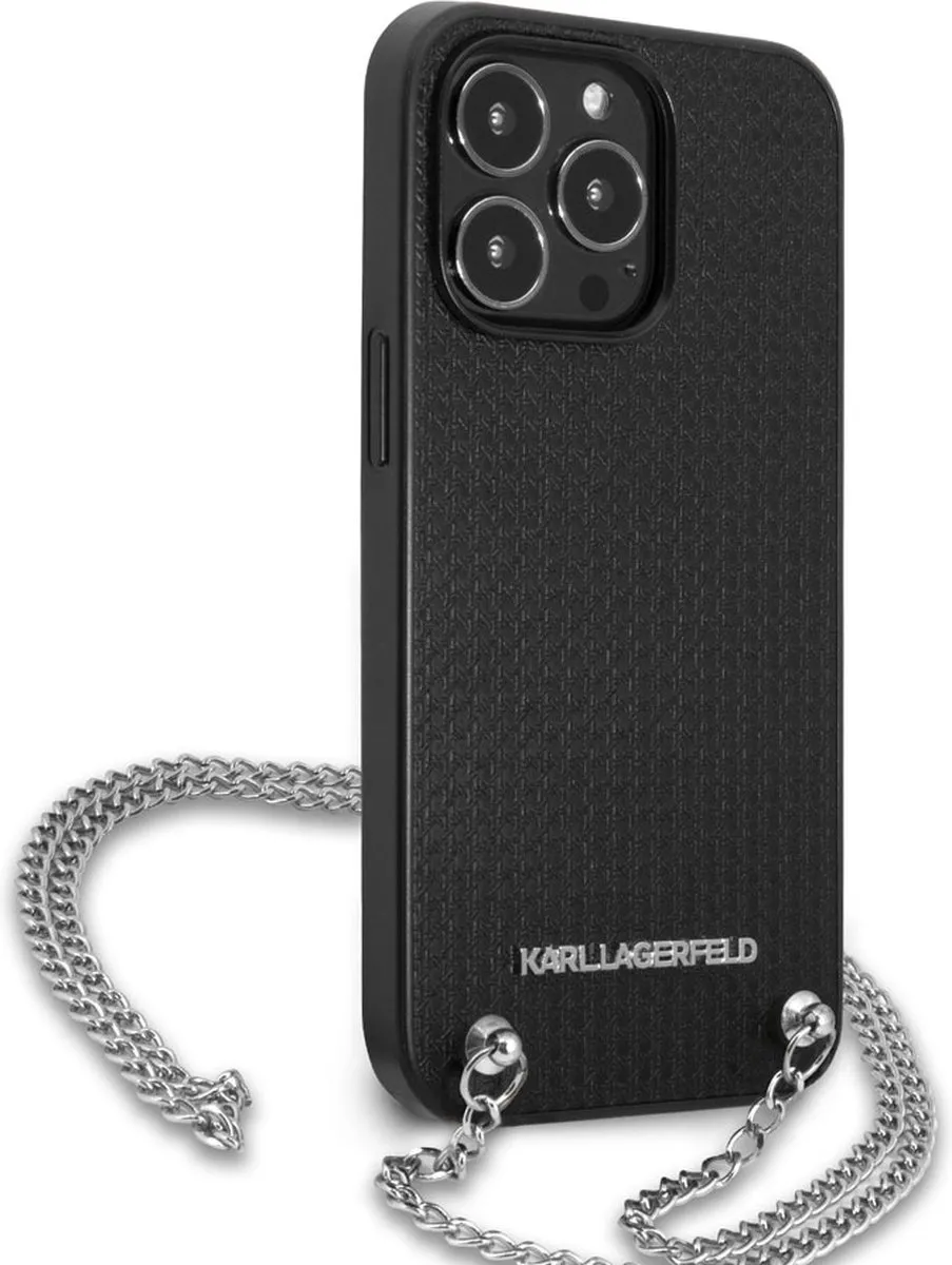 Karl Lagerfeld Textured Back Case met Chain - iPhone 13 Pro Max - Zwart