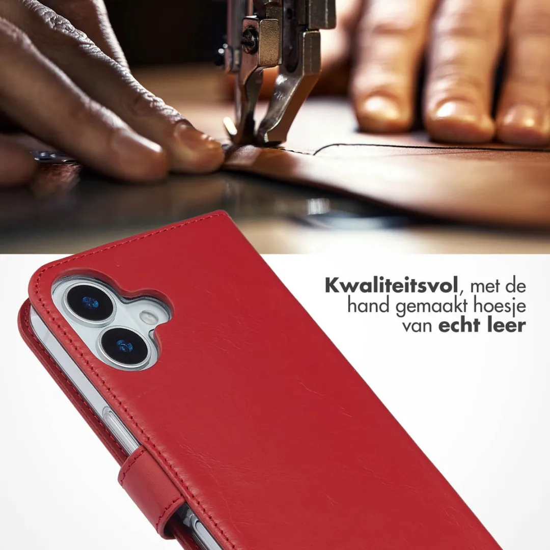 Selencia Hoesje iPhone 17 - Rood Lederen Bookcase - 3 Pasjes