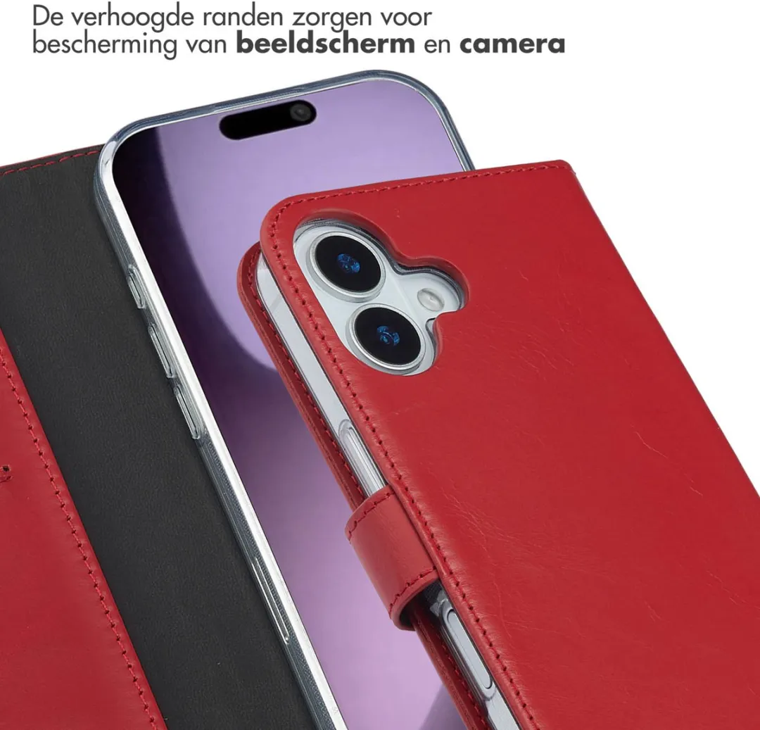 Selencia Hoesje iPhone 17 - Rood Lederen Bookcase - 3 Pasjes