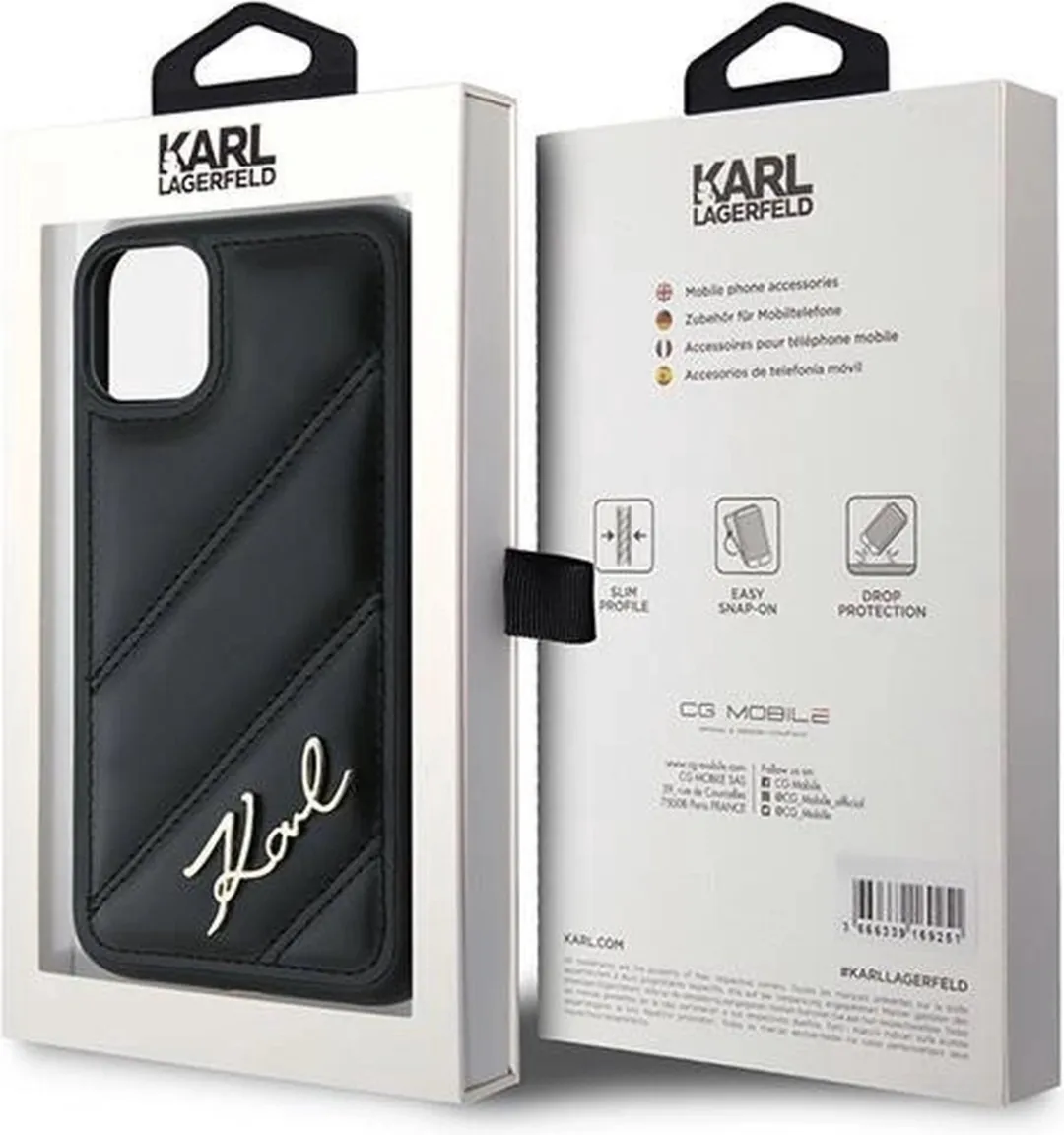 Karl Lagerfeld Diagonal Quilted Script Hoesje iPhone 11/XR - Zwart