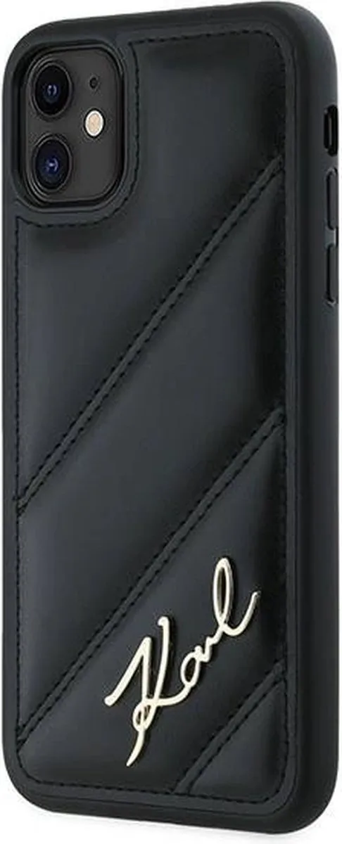 Karl Lagerfeld Diagonal Quilted Script Hoesje iPhone 11/XR - Zwart - afbeelding 6 van 6