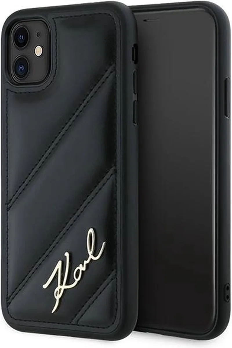 Karl Lagerfeld Diagonal Quilted Script Hoesje iPhone 11/XR