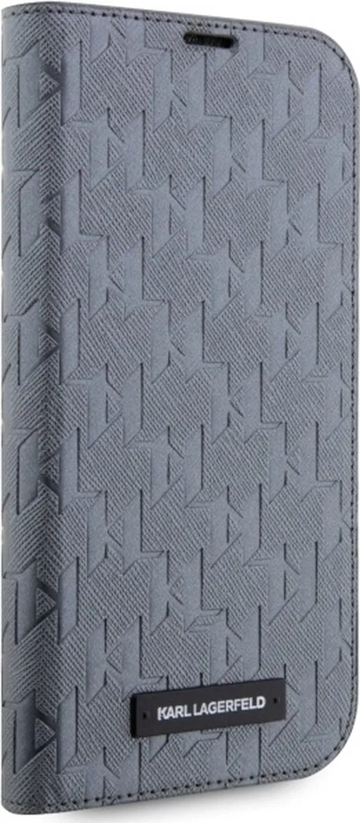 Karl Lagerfeld Saffiano Book Case - iPhone 14 Pro Max Grijs