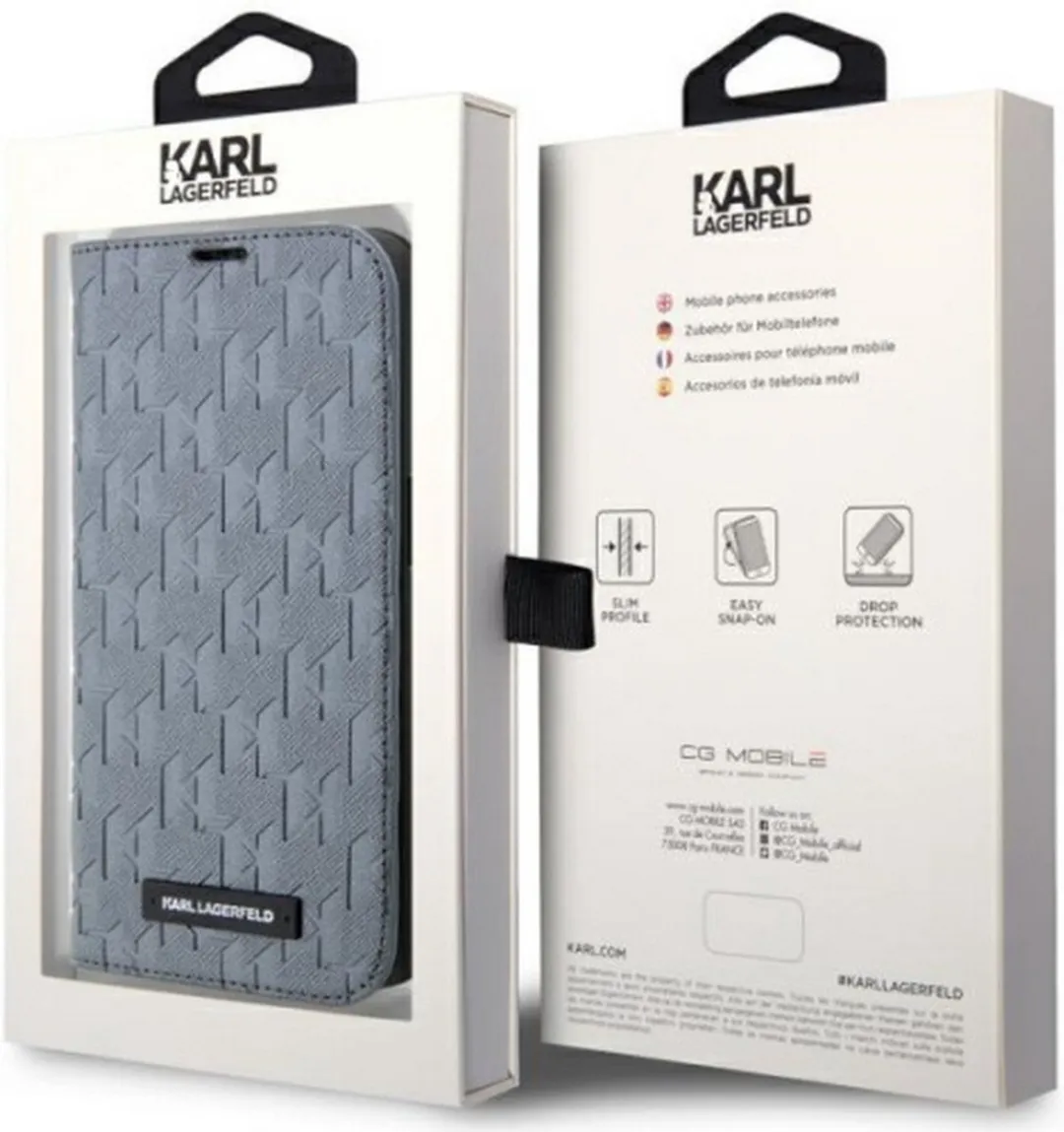 Karl Lagerfeld Saffiano Book Case - iPhone 14 Pro Max Grijs