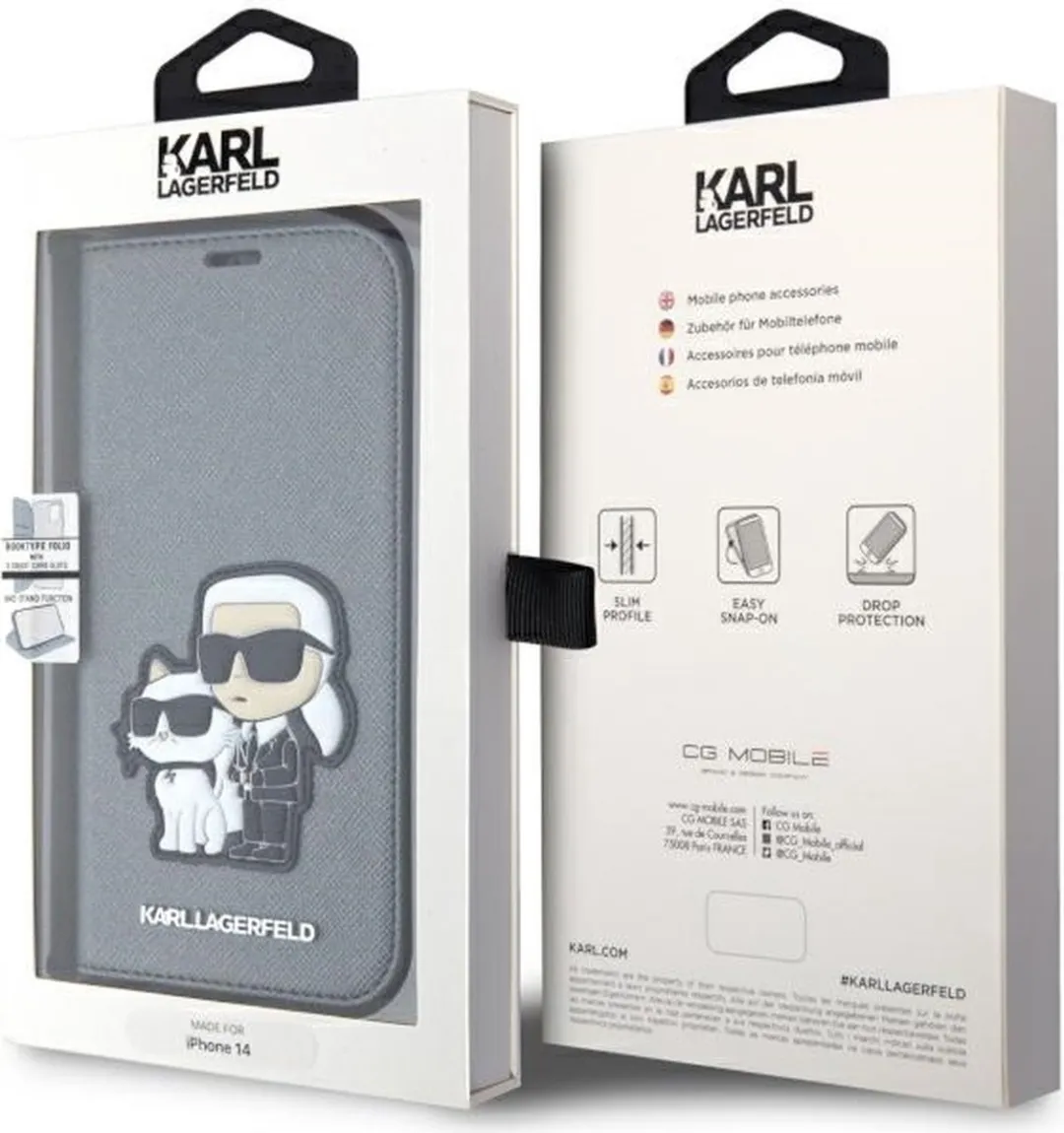 Karl Lagerfeld KLBKP14SSANKCPG Hoesje iPhone - Zilver Saffiano