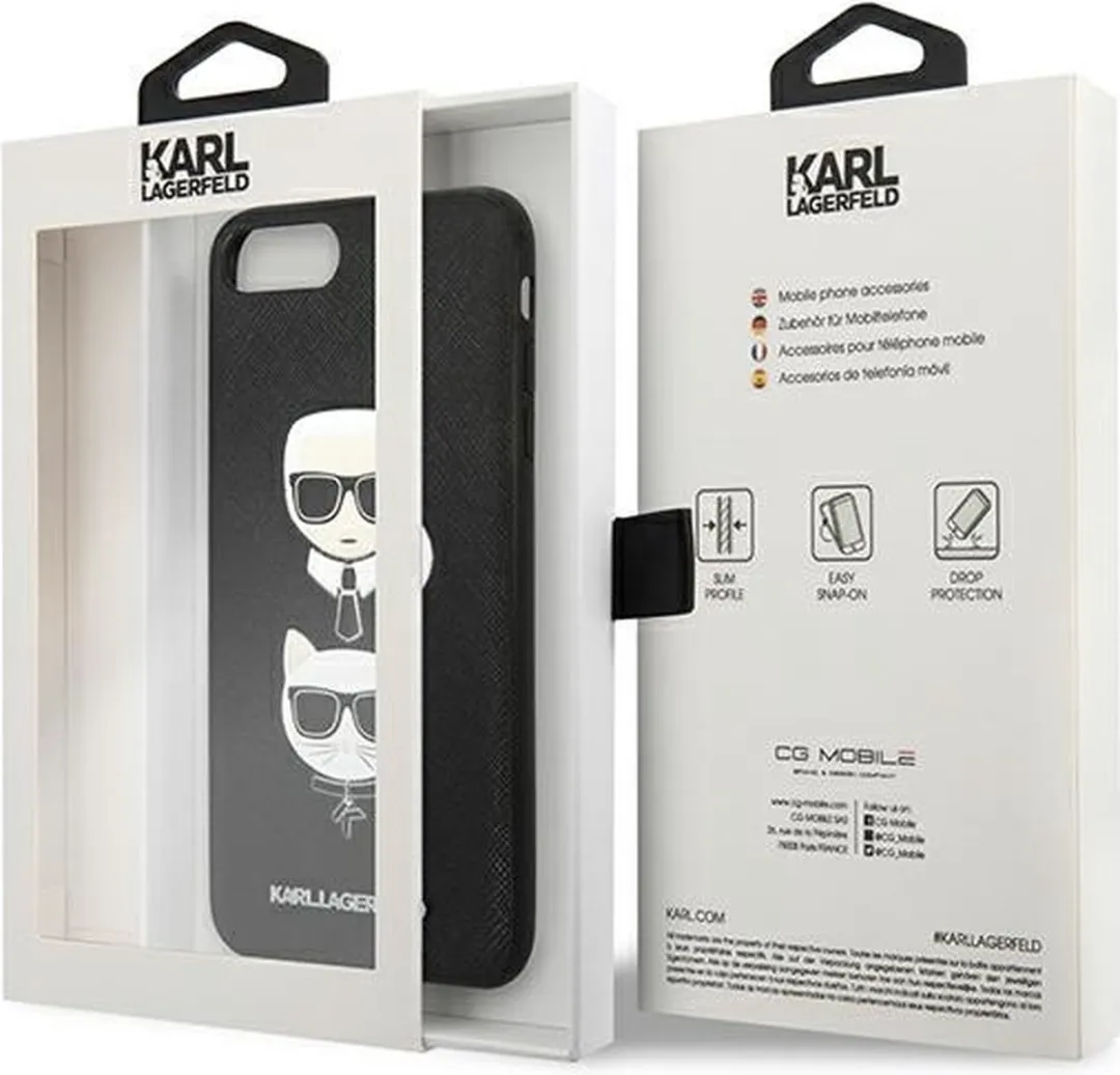 Karl Lagerfeld KLHCI8LSAKICKCBK iPhone Hoesje - Zwart - Saffiano