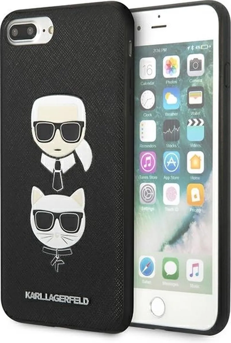 Karl Lagerfeld KLHCI8LSAKICKCBK iPhone Hoesje - Zwart - Saffiano