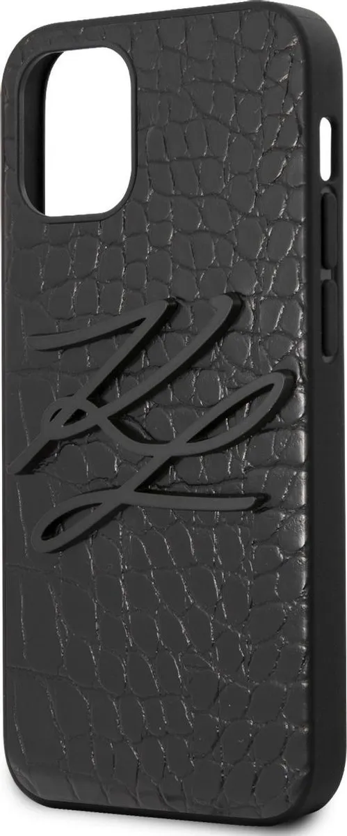 Karl Lagerfeld Croco Signature Hoesje iPhone 12 Mini - Zwart
