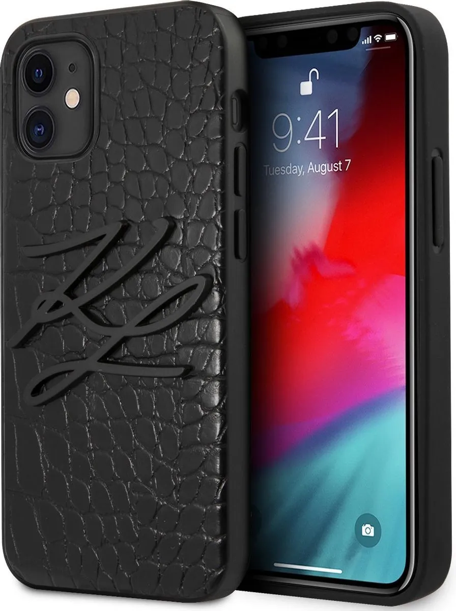Karl Lagerfeld Croco Signature Hoesje iPhone 12 Mini