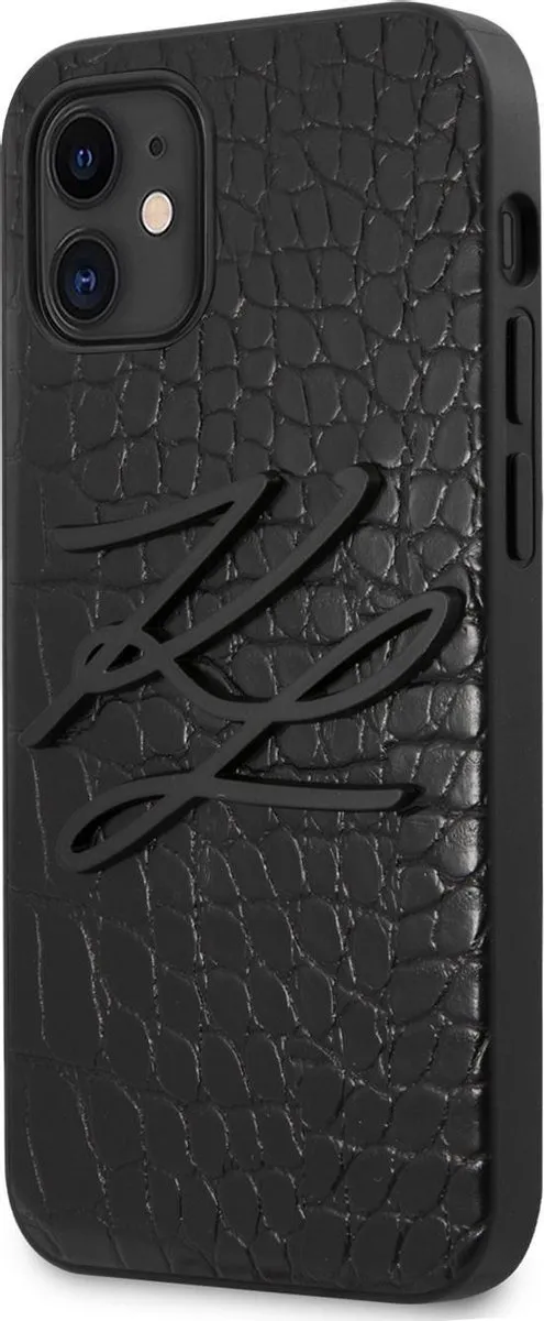 Karl Lagerfeld Croco Signature Hoesje iPhone 12 Mini - Zwart - afbeelding 6 van 6